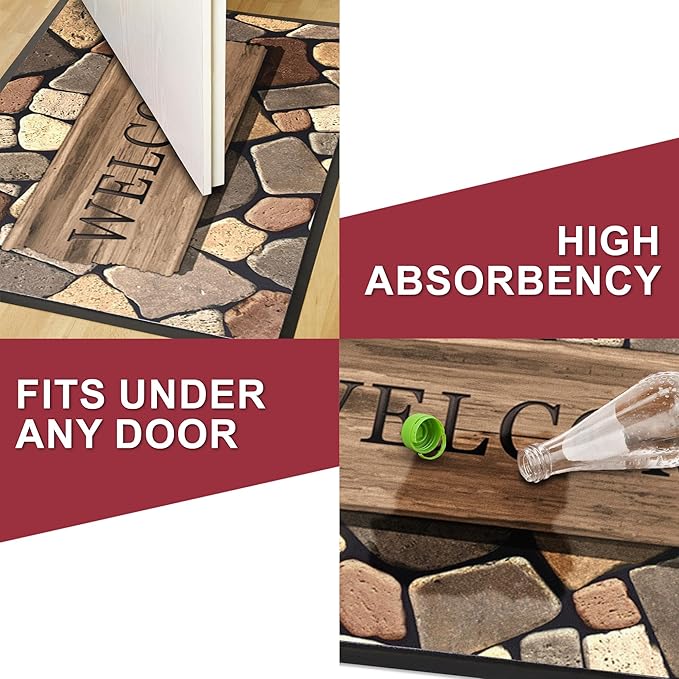 Floor Mat - for Indoor and Outdoor Use - Doormat - Non-Slip - Front Door Shoe Scraper - Size: 17x29