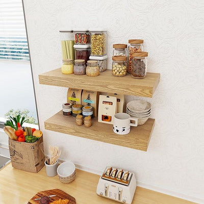 12 Inch Deep Floating Shelves, 24 x 12 Floating Shelf for Books, Rustic Wood Deep Wall Shelves for Home Storage & Display, 2