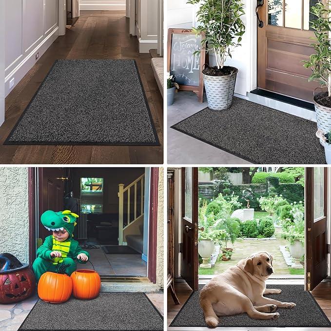 Mibao Front Door Mat, Dirt Trapper Welcome Mat for Outdoor Indoor, Non-Slip Waterproof Doormat, Durable Machine Washable Low Profile Entry Rug for Back Door Outside Patio Porch, 72