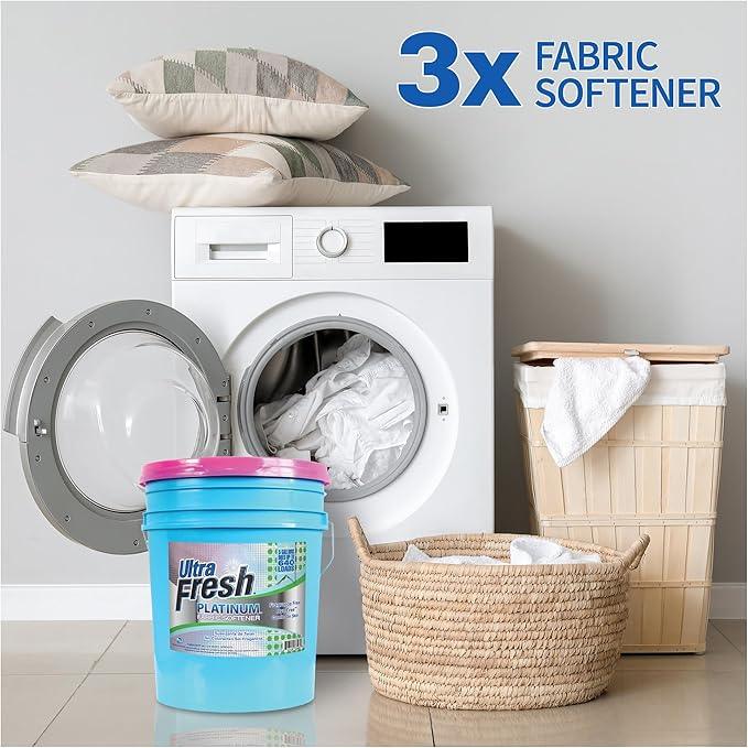 Ultra Fresh 5 Gallon Platinum Fabric Softener for All Machine Types, Liquid Laundry Softener, Up to 640 Loads, Fragrance & Dye Free