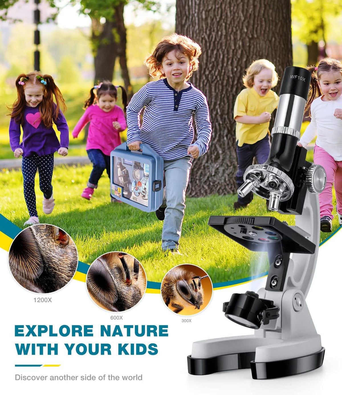 62 Pc Microscope Kit for Kids 5-12, with Prepared and Blank Slides