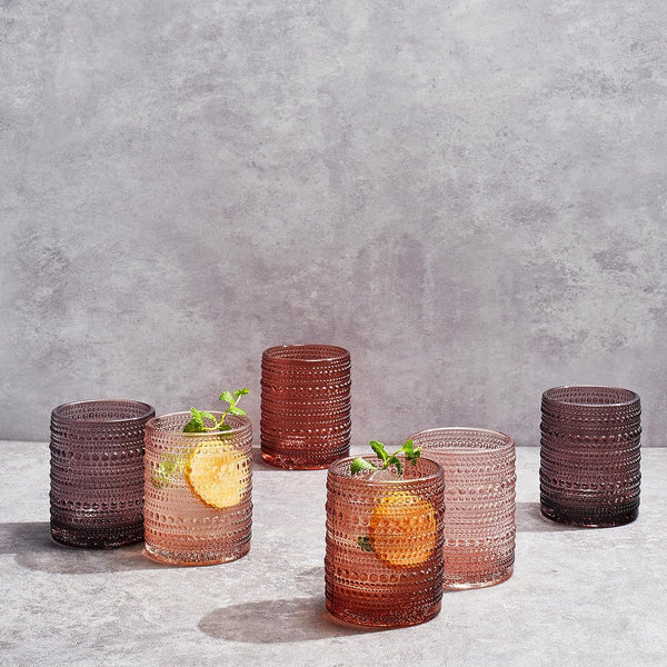 Hobnail Drinking Glasses, Venus Colors Beaded Tumbler Drinking Glasses Set | Set of 6