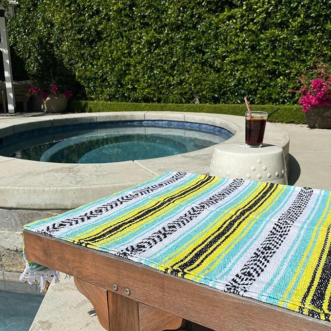 Del Mex Classic Mexican Blanket, Large Authentic Woven Falsa Throw (70
