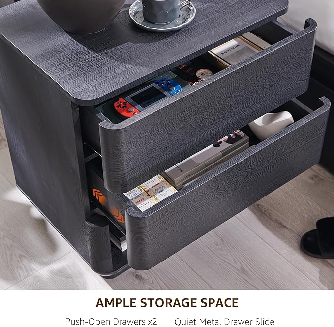 Nightstand Set of 2 with Charging Station, 22