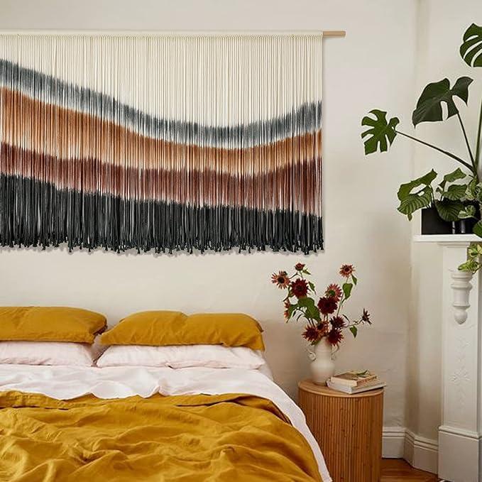 Flber Macrame Wall Hanging Macrame Wall Decor Large-Scale Tie-Dye Tapestry Living Home Room Wall Decor 57