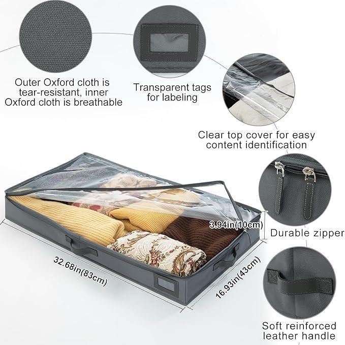 4-Inch Under Bed Storage Containers, Low Profile UnderBed Storage Organizer, Under Crib/Couch Storage Box for Seasonal Clothing, Sweaters, Shoes, Blankets, Wrapping Paper, Sheets & Toys 33