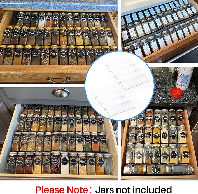 MIUKAA Clear Acrylic Spice Drawer Organizer, 4 Tier- 2 Set Expandable From 13