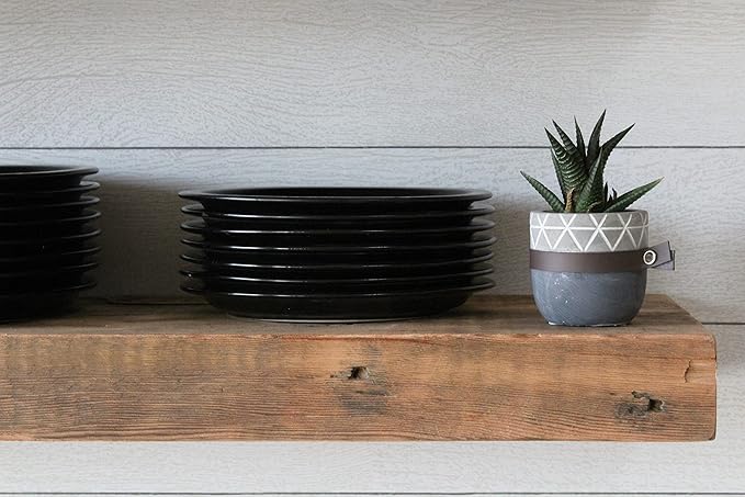 Urban Legacy Reclaimed Barn Joist Deep Floating Shelves | Deep Shelves with Low Profile Shelf Bracket with High Weight Capacity, Set of 2 (48