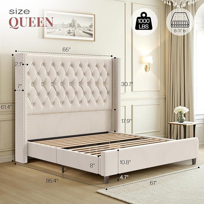PaPaJet Queen Size Bed Frame with 61.4