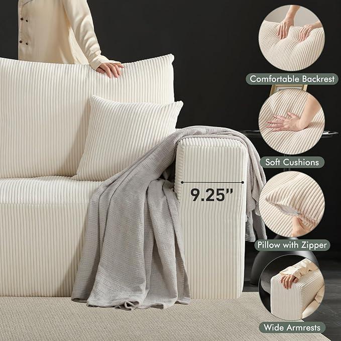Boneless Sectional Cloud Couch Sofa Bed for Living Room, 112