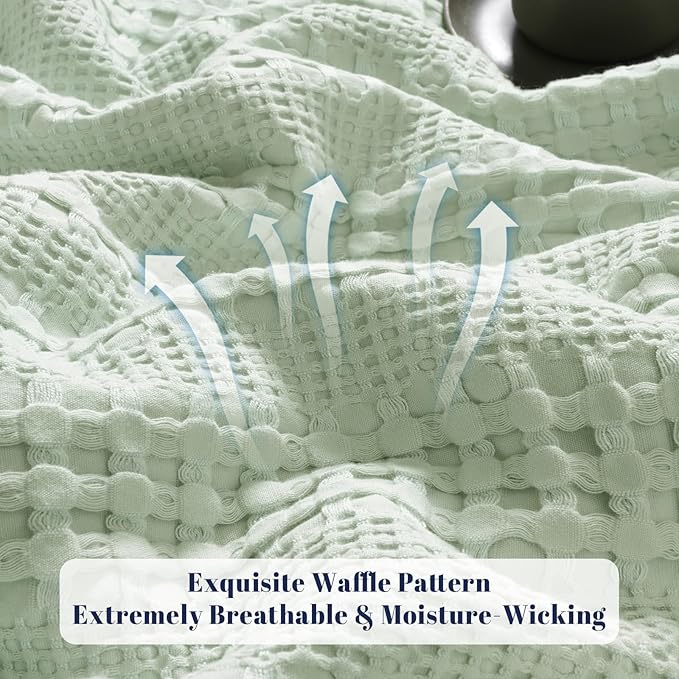PHF Cooling Waffle Blanket King Size, Lightweight 60% Rayon Derived Bamboo & 40% Cotton Breathable Blanket for Hot Sleepers, Soft and Luxury for Bed Couch and Sofa, 104