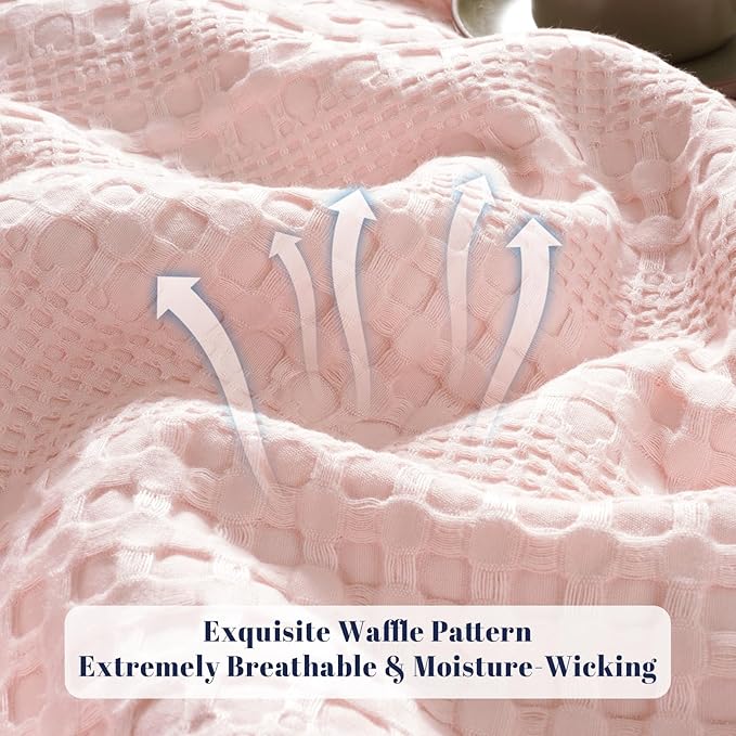 PHF Cooling Waffle Blanket Twin Size, Lightweight 60% Rayon Derived from Bamboo & 40% Cotton Breathable Blanket for Hot Sleepers, Soft and Luxury for Bed Couch and Sofa, 66