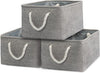 TcaFmac Storage Bins for Organization - Large 3 Pack Canvas Storage Basket for Shelves with Handles, Collapsible Baskets for Organizing for Closet Dog Laundry (Grey 16x12x8 inch)
