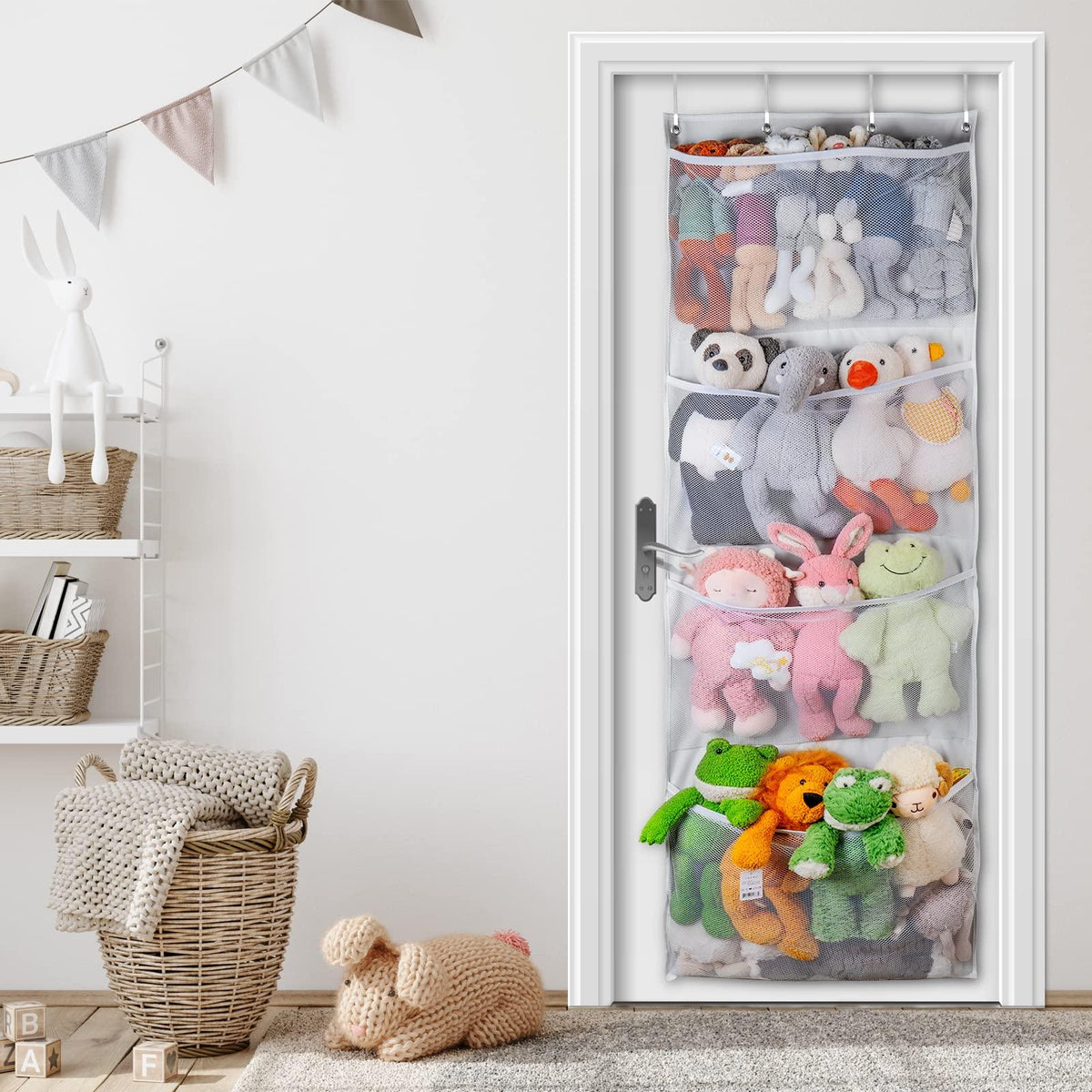 Over The Door Stuffed Animal Storage Organizer, Plus Size, White