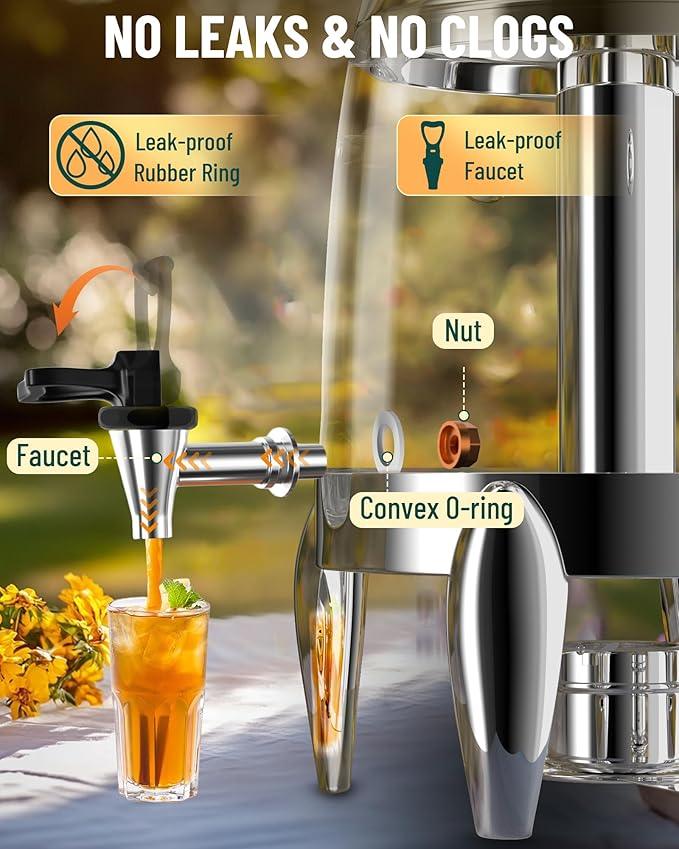 WantJoin Beverage Dispenser With Stand - 3.2 Gallon Drink Dispenser With Ice Core & Fuel Holder, Leakproof Spigot, Visible Container, Drink Dispenser For Cold & Hot Drink Parties Gathering Cafeteria