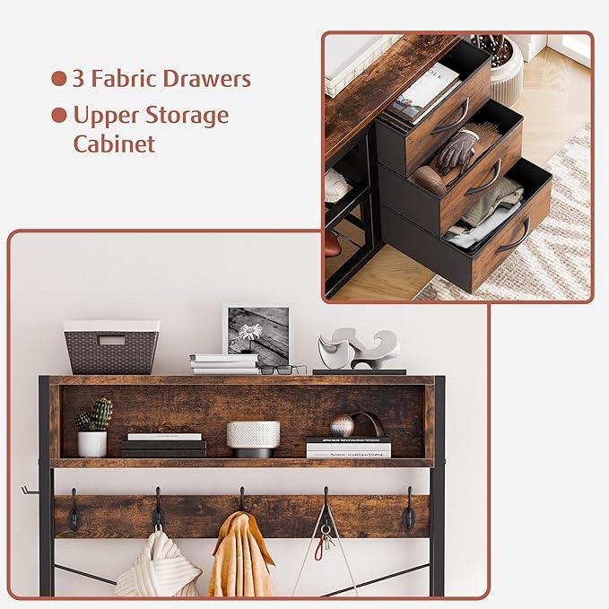 Lulive Hall Tree with Bench and Shoe Storage, 31.5
