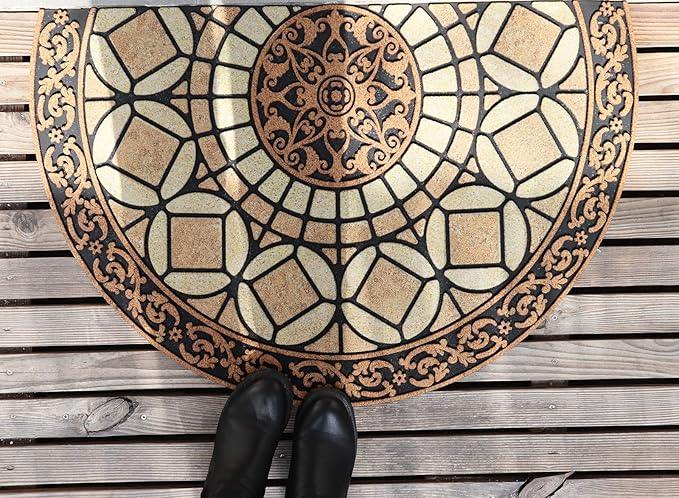 CHICHIC Entrance Door Mat Large 24 x 36 Inch Entry Way Doormat Front Door Rugs Outdoors Heavy Duty Welcome Mat Non Slip Rubber Back Low Profile for Garage, Patio, High Traffic Area, Semicircle