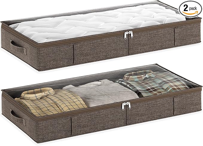 Brown Low Profile Under Bed Storage Containers 5 inches high, 33.8