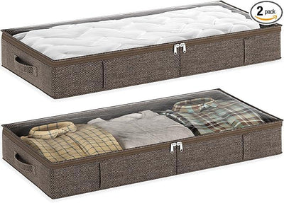 Brown Low Profile Under Bed Storage Containers 5 inches high, 33.8