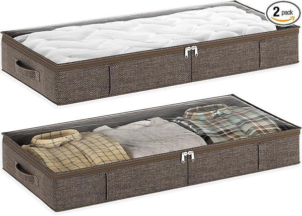 Brown Low Profile Under Bed Storage Containers 5 inches high, 33.8