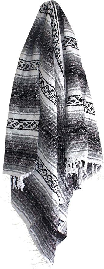 Del Mex Classic Mexican Blanket, Large Authentic Woven Falsa Throw (70