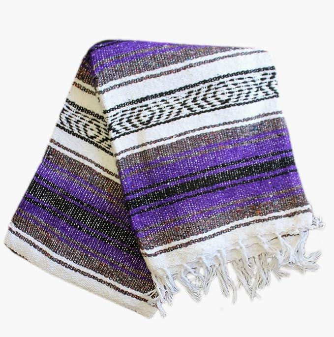 Del Mex Classic Mexican Blanket, Large Authentic Woven Falsa Throw (70
