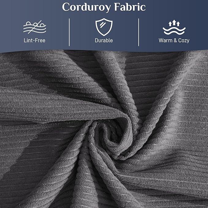 Convertible Sleeper Sofa Bed with Pillow, 4-in-1 Corduroy Folding Mattress Couch with Fixed-Shape Frame, Futon Fold Out Floor Sofa Cama Lounge Couch for Living Room Bedroom Studio, Grey