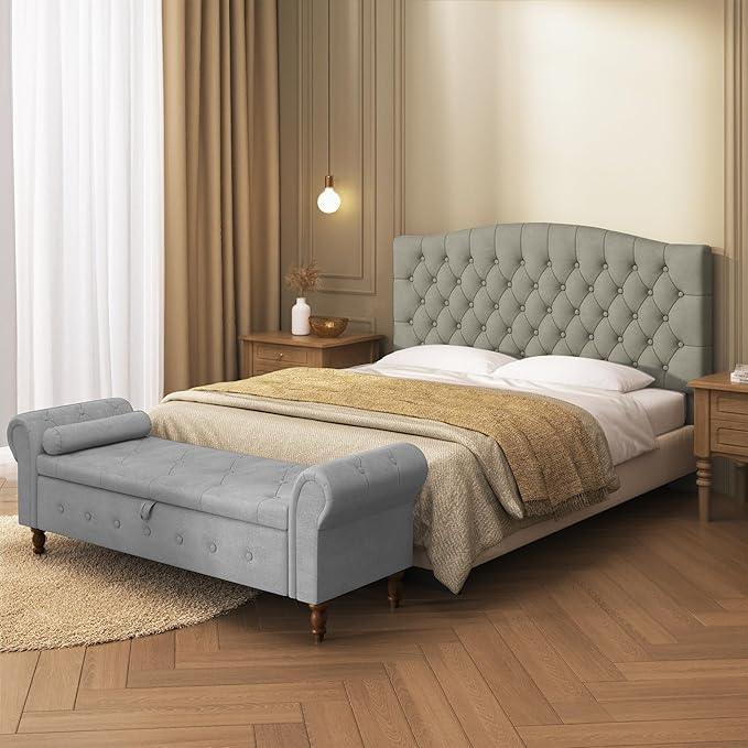 Velvet Upholstered Headboard King/Cal King Size Latest Model Wall Mount, Bed Frame Mount, Featuring High-Density Sponge Padding, Luxury Texture Easy Assembly and Style-Taupe