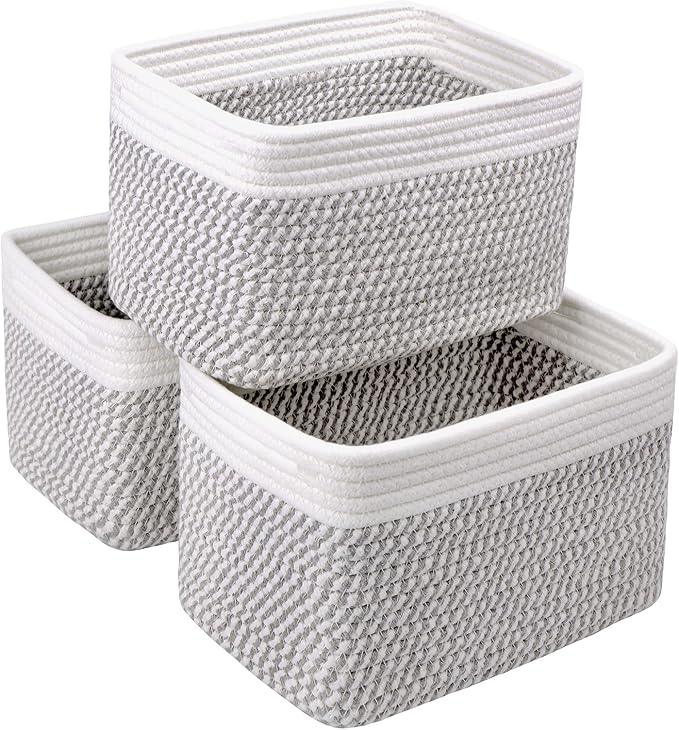 Small Cotton Rope Storage Basket Set of 3-11
