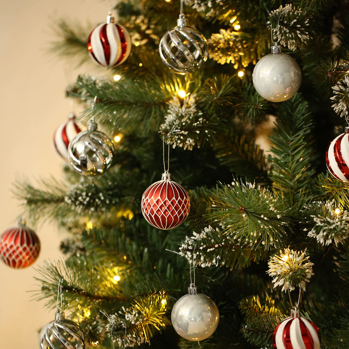 Used - 24 Pcs 2.36 in Shatterproof Christmas Ball Ornaments, Glitter