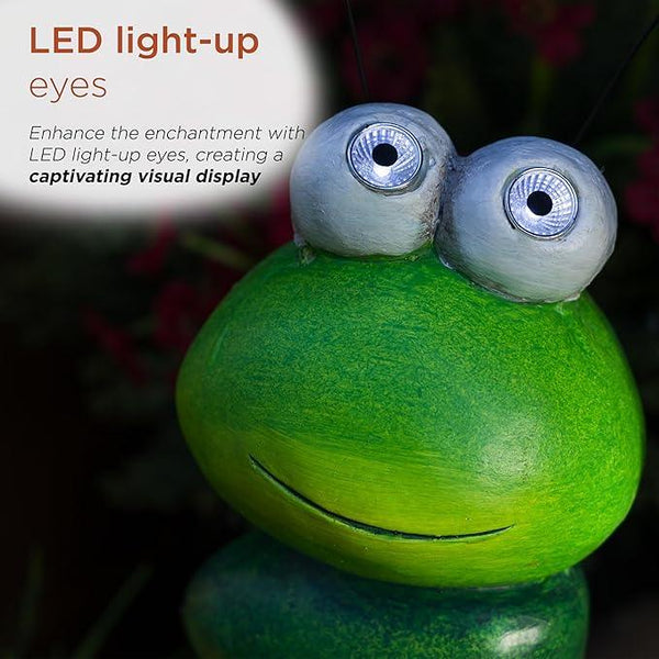 Alpine Corporation YEN608SLR Caterpillar Statue with Light Up Eyes, Solar Powered LED Caterpillar Garden Statue, 16