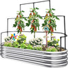 KING BIRD Raised Garden Bed with Wall Trellis Galvanized Planter Garden Box Outdoor for Gardening, Climbing Vegetables, Flowers 5.9x2.95x0.98 Ft, Silver