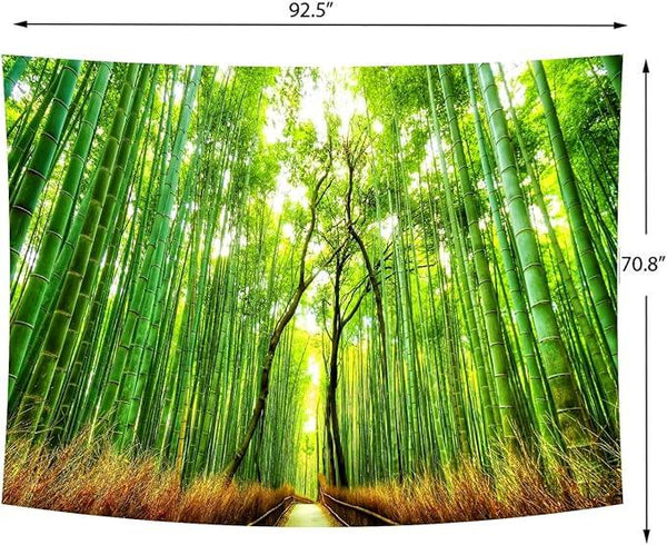 Delur Forest Pathway Tapestry Sunset Tropical Rainforest Nature Tree Tapestry Wall Hanging Sunrise Scenic Natural Green Landscape Headboard for Bedroom Living Room Home Decor (70.8
