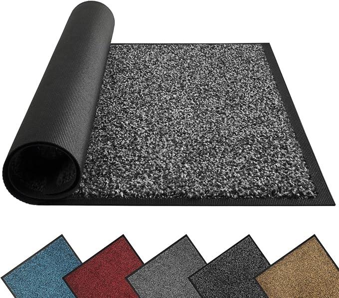 Mibao Front Door Mat, Dirt Trapper Welcome Mat for Outdoor Indoor, Non-Slip Waterproof Doormat, Durable Machine Washable Low Profile Entry Rug for Back Door Outside Patio Porch, 32