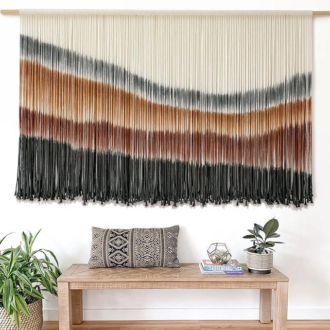 Flber Macrame Wall Hanging Macrame Wall Decor Large-Scale Tie-Dye Tapestry Living Home Room Wall Decor 57