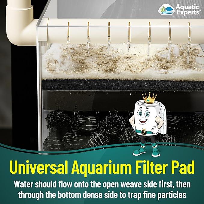 Aquatic Experts Aquarium Filter Floss for Fish Tank Filters - FilterFirst Aquarium Filter Pad - Media Roll for Crystal Clear Water, 3/4