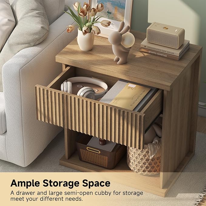 Fluted Nightstand Set of 2, 22.8