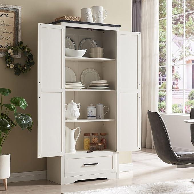 JXQTLINGMU Farmhouse Kitchen Pantry Cabinet - 72