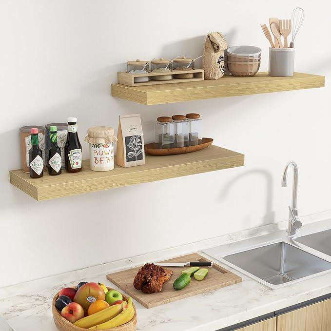 Fun Memories Floating Shelves for Wall 36 Inches, Wood Shelves with Invisible Bracket, 10