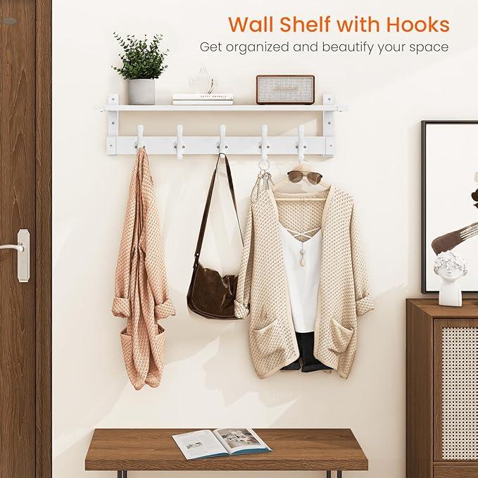 Homode Coat Rack With Wall Shelf, 29