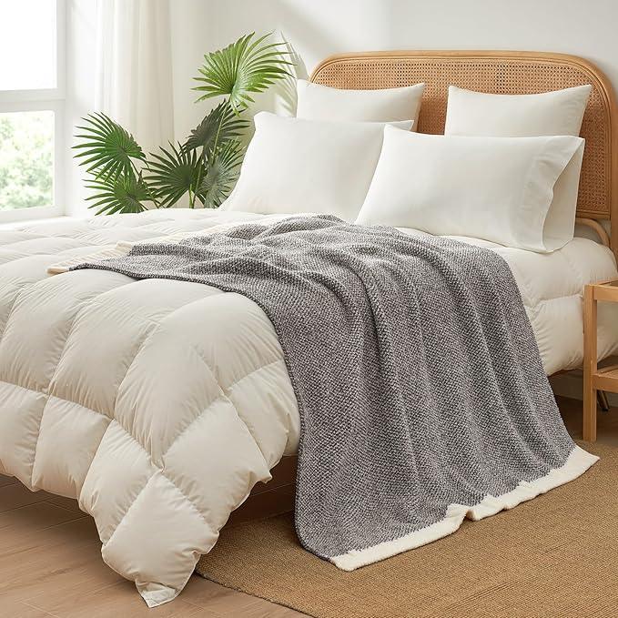 Snuggle Sac Grey Throw Blankets for Couch, Super Soft Warm Blankets Cozy Knit Fuzzy Plush Lightweight Throws for Sofa, Bed,Living Room, Dark Grey, 50x60 inches