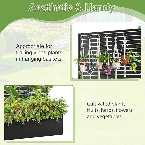 Trellis for Climbing Plants Outdoor，Mental Garden Bed with Drainage Holes Outdoor Privacy Screen Design Tall planters for herb Flower Vegetables 73