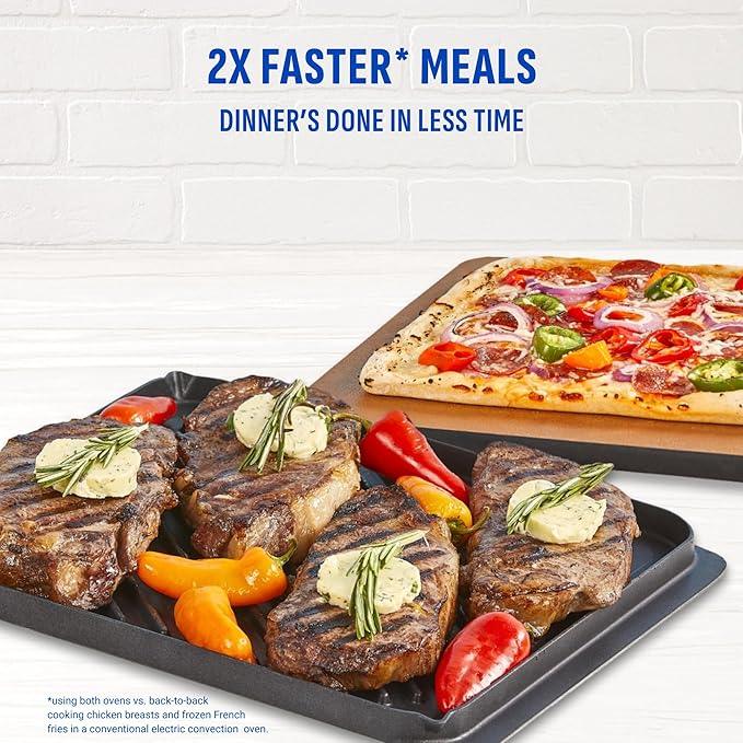 PowerXL SmartSynx Dual Door Oven, 8 Quick-Touch Cooking Presets including Air Fry, Toast, Bake, Broil, Reheat and More, Cook 2 Different Foods at the Same Time, Large Capacity & Adjustable Temperature
