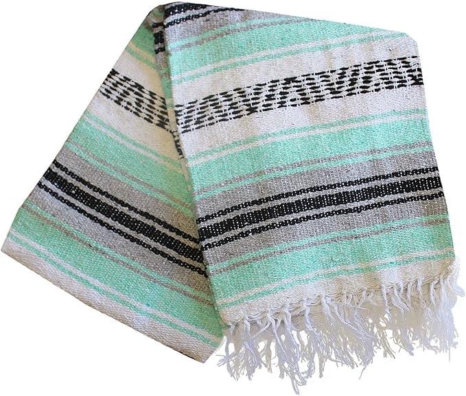 Del Mex Classic Mexican Blanket, Large Authentic Woven Falsa Throw (70