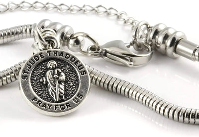 Saint Jude Bracelet | San Judas Tadeo St Jude Bracelet for Women Stainless Steel Snake Chain Charm Bracelet Perfect Saint Bracelets for Women and a Great Saint Jude Jewelry Piece