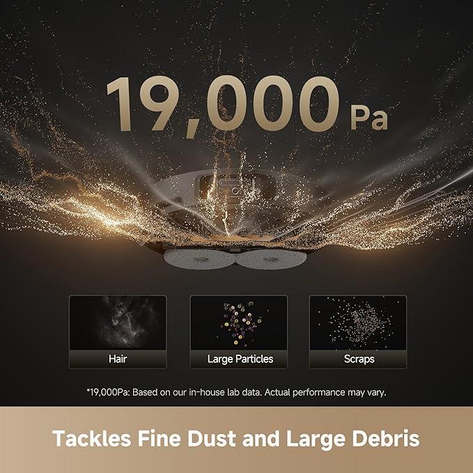 DREAME L40s Ultra Robot Vacuum and Mop, Auto-Empty, Mop Self-Cleaning, 1,9000Pa Suction, 100% Detangling DuoBrush, Extending Mops and Side Brush, 40mm Obstacle Clearing, App & Voice Control (Black)