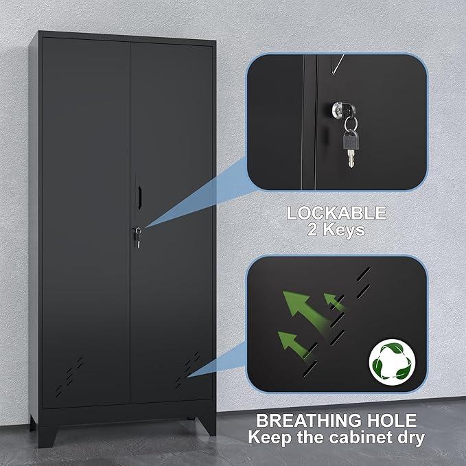 Metal Storage Cabinet with Locking Doors, 61