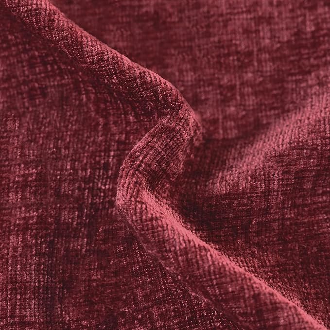 CaliTime Throw Pillow Covers Decorative 26 X 26 Inches Pack of 2 Cozy Chenille Cushion Cases for Couch Sofa Bed Living Room Home Burgundy