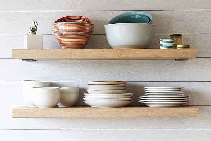 Urban Legacy Unfinished White Oak Deep Floating Shelves | Easy to Install Accent Modern Floating Shelves with Floating Shelf Brackets| Set of 2 (24