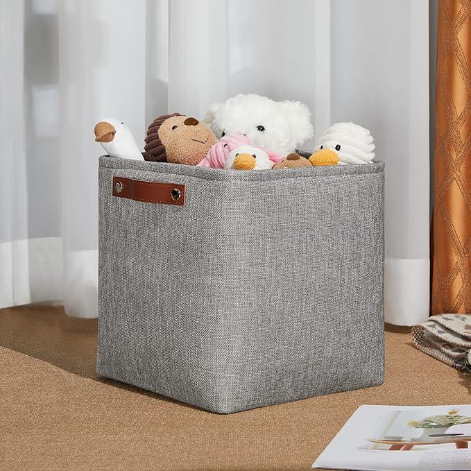 DULLEMELO Square Storage Cubes Baskets for Gifts Empty, 11 inch Cube Stroage Bins Linen Closet Organizers and Storage Baskets for Toy Nursery Shelves Bedroom Storage(4 Pack - 11